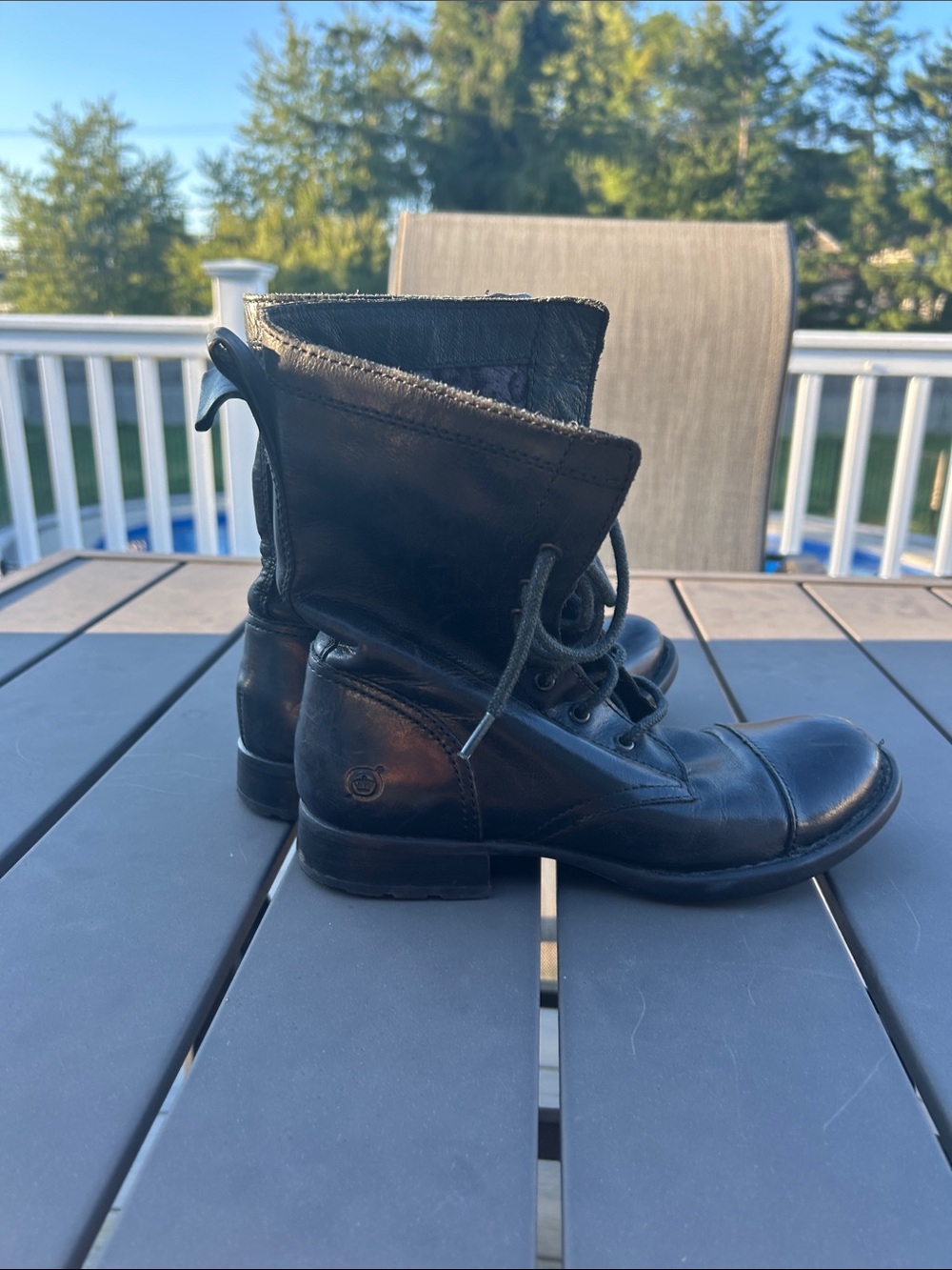 Women’s Black Born Leather Lace-Up Combat Boots